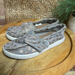Toms Grey and Gold Polka Dot Velcro Shoes Size 11